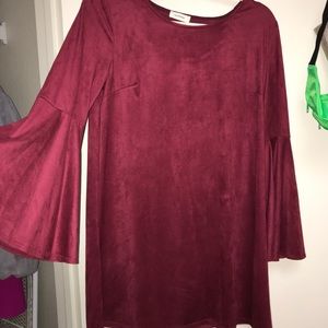 Red Velvet Long Sleeved Dress